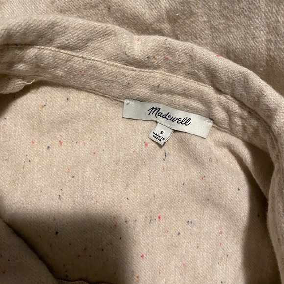 💜 Madewell Confetti Color Tan Flannel Button Down Shirt with Pockets - Picture 5 of 5